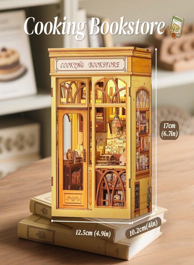 كيوت بي مجموعة ركن الكتب من كيوتبي - مجموعة بيت الدمى المصغر التي يمكنك تركيبها بنفسك للبالغين والمراهقين، ديكور ركن الكتب، أحجية خشبية ثلاثية الأبعاد، هدايا للعائلة والأصدقاء (متجر كتب الطبخ) - Image 5